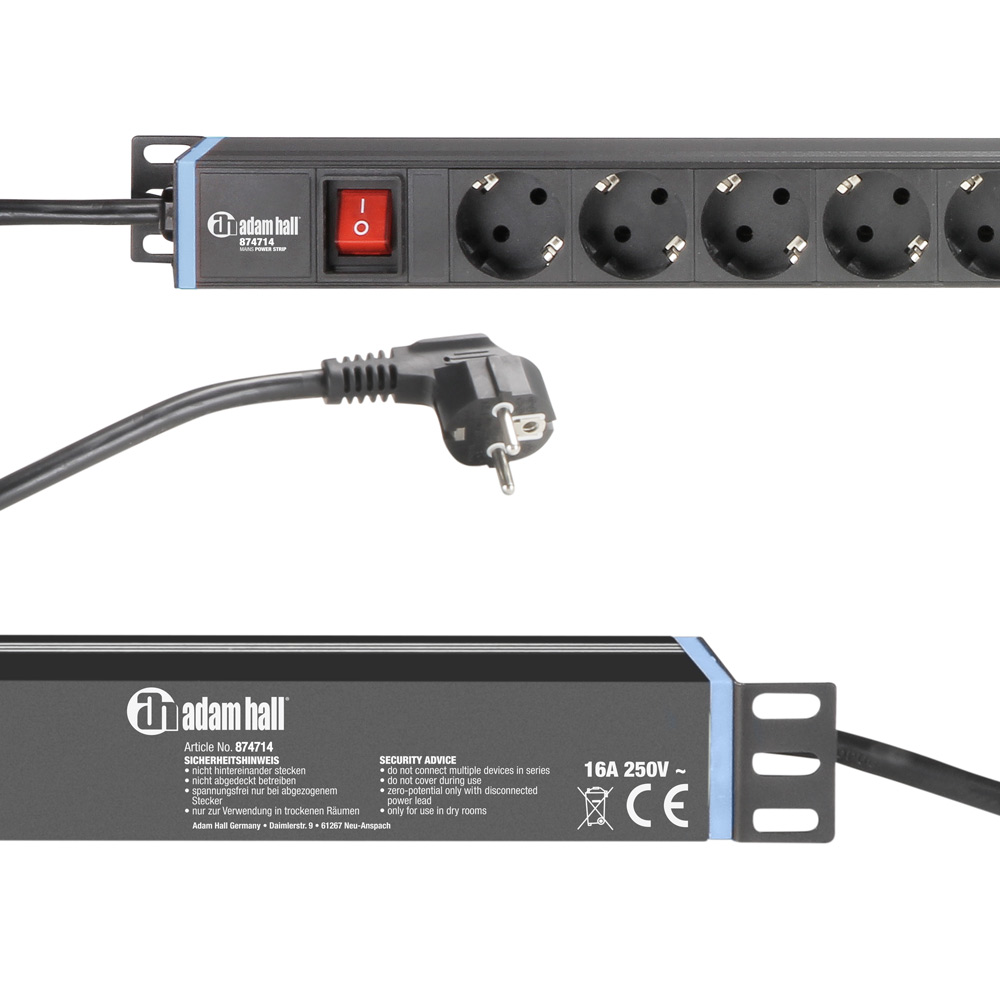 Mountable Power Strip 1U 12-way with 2 x IEC C13 sockets