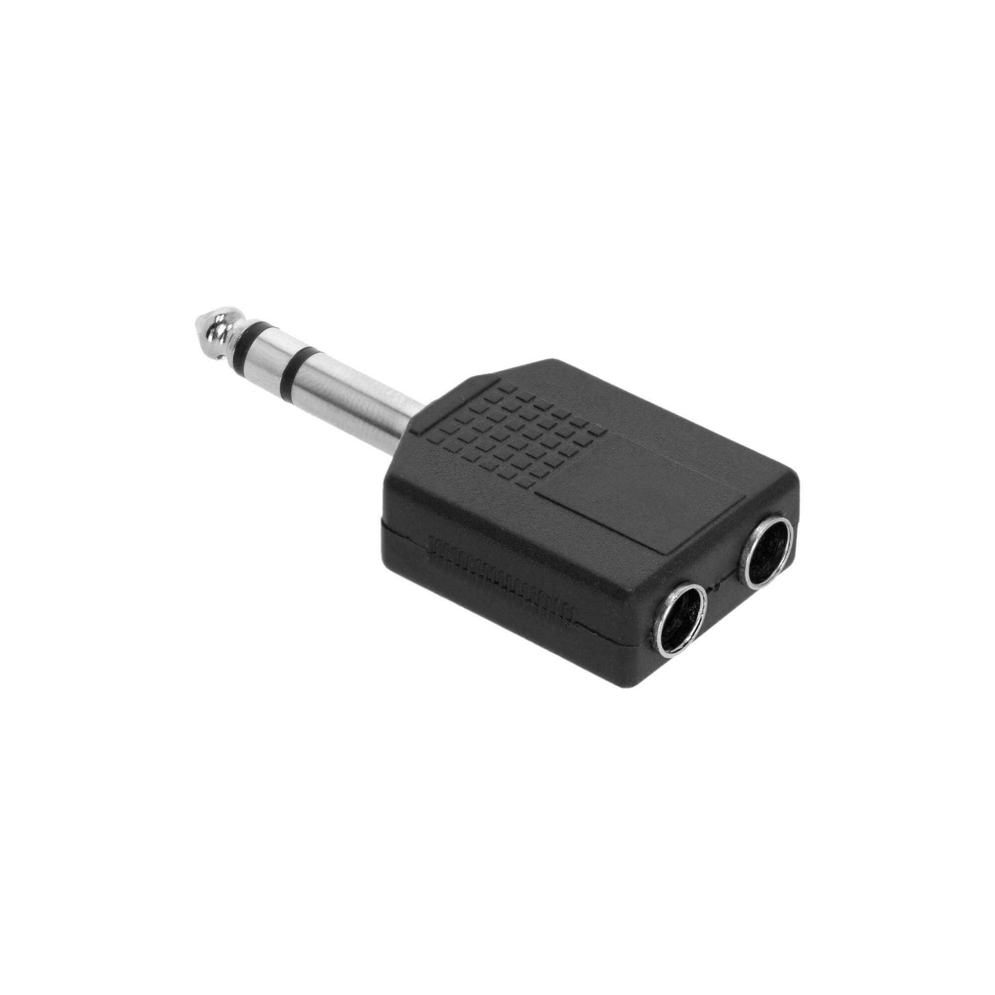 Adattatore a Y 2 x 6,3 mm jack TRS femmina a 6,3 mm jack TRS maschio