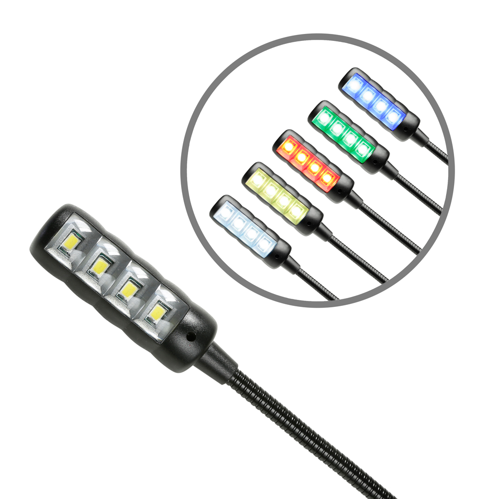 Lampada a collo di cigno USB con 4 COB LED e la selezione del colore