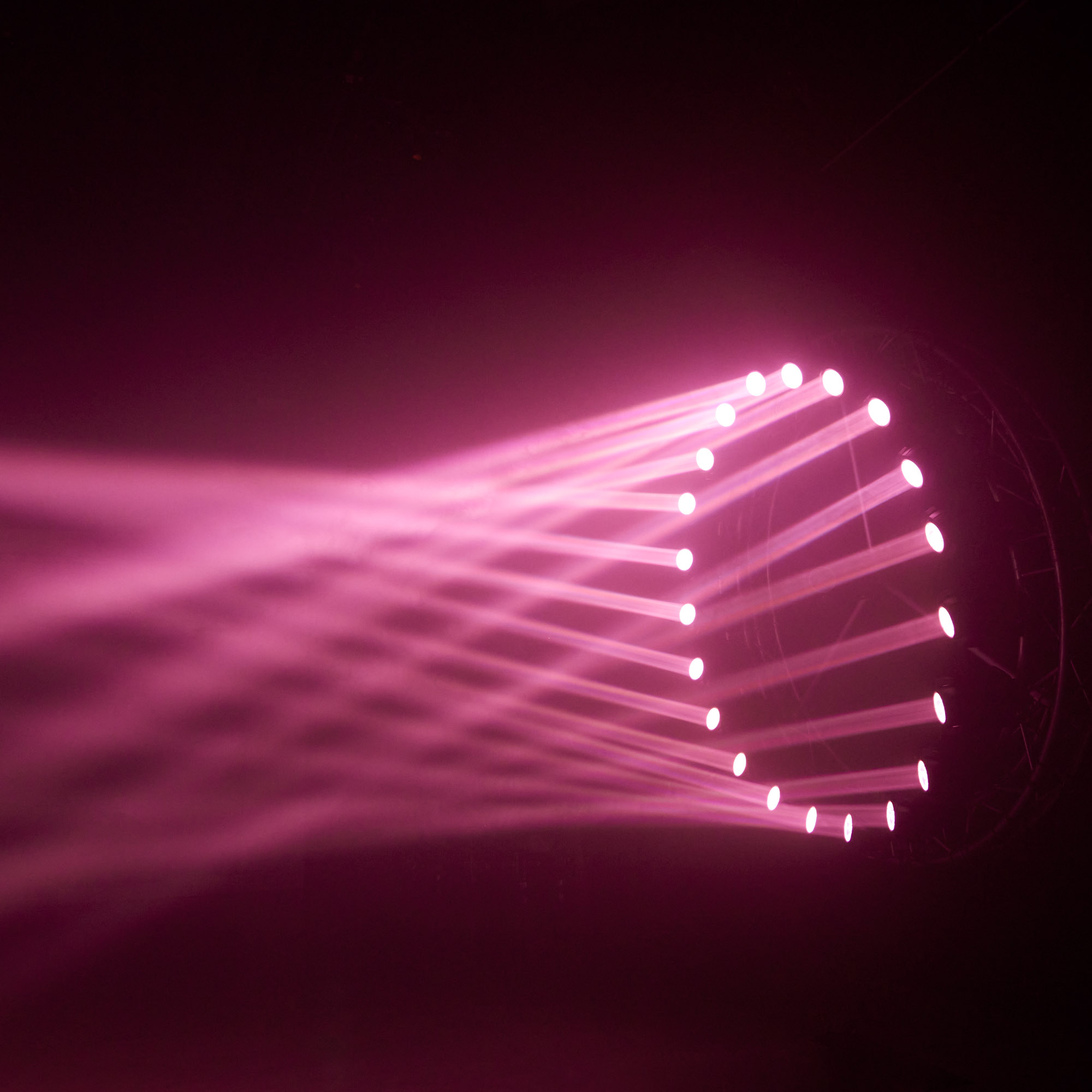 Beam Moving Head con Anello LED e Rotazione Continua