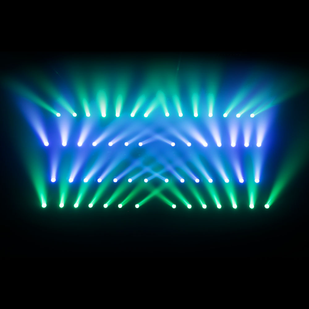 Testa mobile beam con anello di LED, rotazione continua e zoom