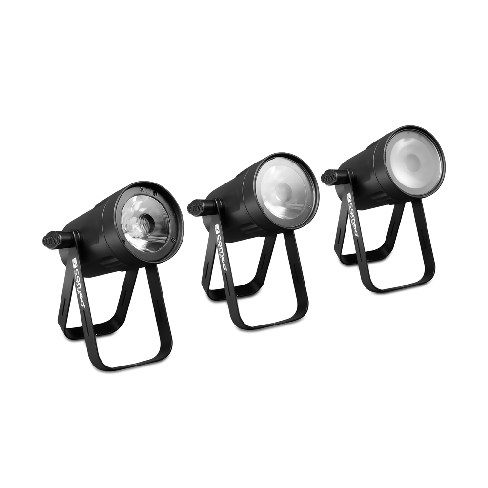 Faro compatto con LED RGBW da 15 W, modello nero