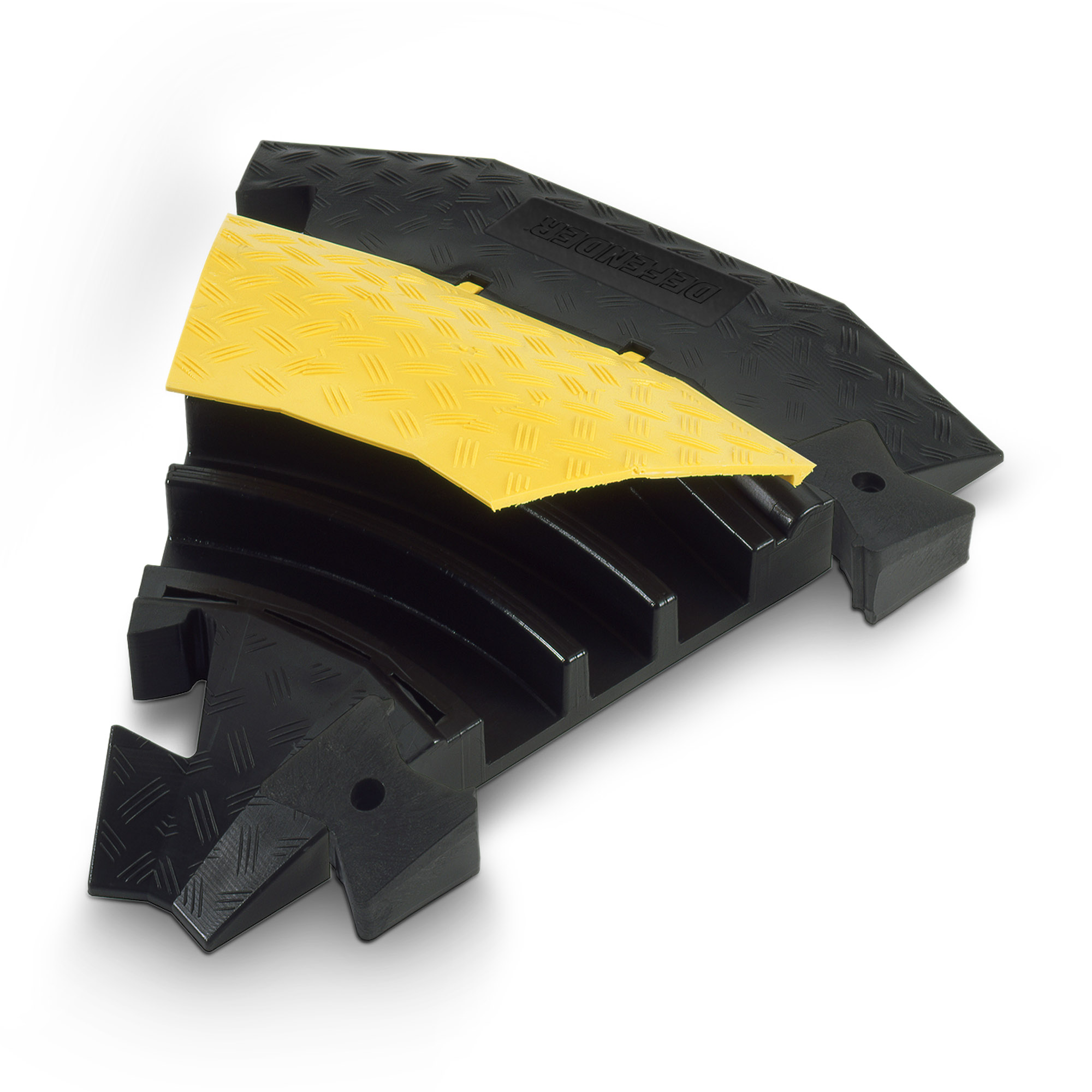 Protezione per cavi a 3 canali | curva a 45° | con connettore | design resistente | altezza 7,5 cm