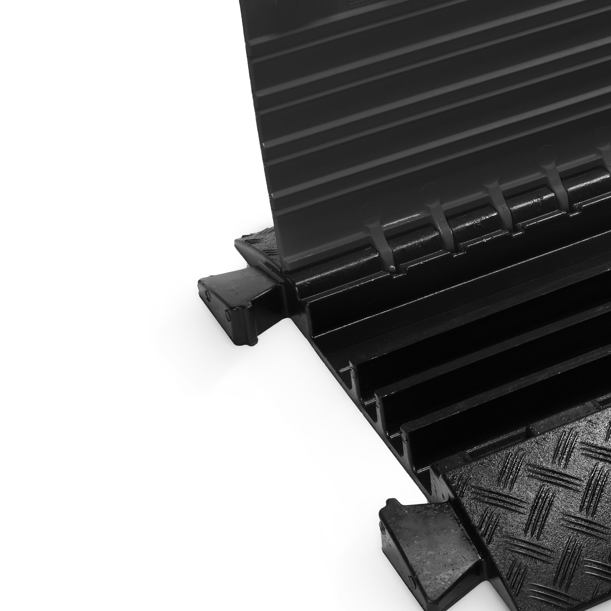 Protezione per cavi a 4 canali | nero | per impieghi gravosi | altezza 5,5 cm