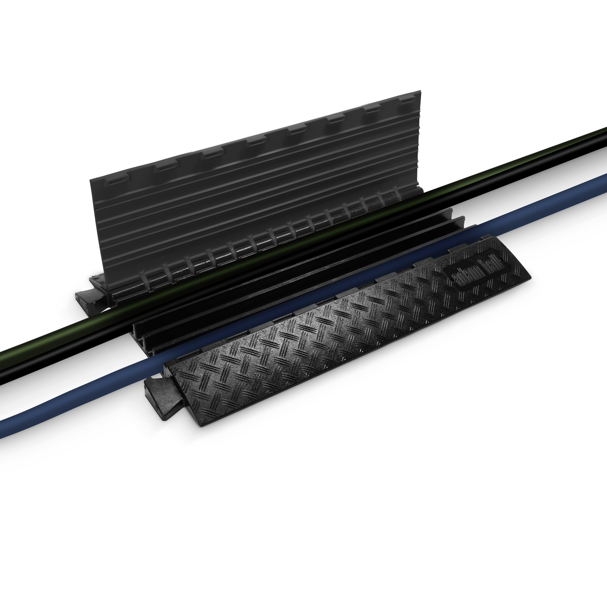 Protezione per cavi a 4 canali | nero | per impieghi gravosi | altezza 5,5 cm