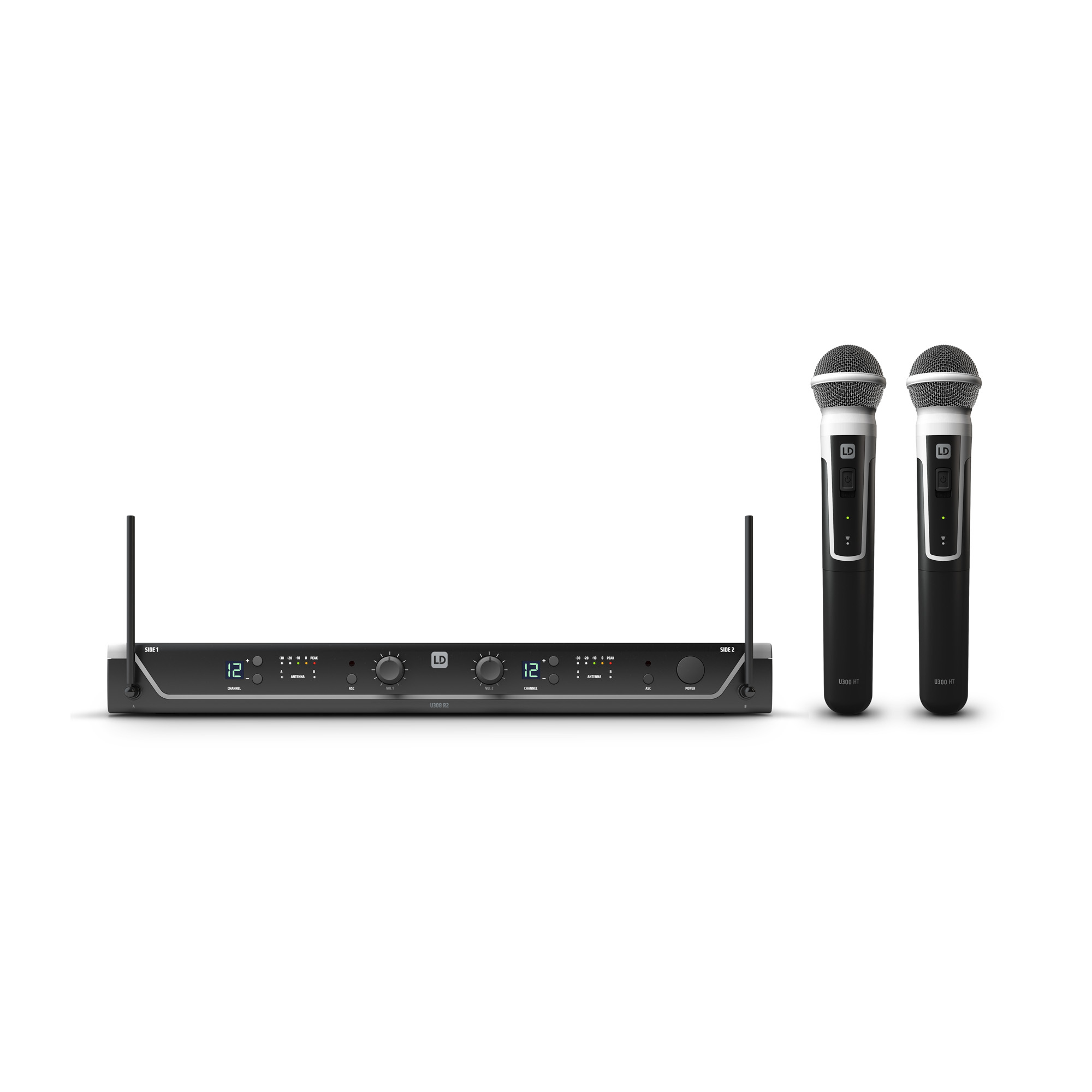 LD Systems U304.7 HHD 2 (USA Version) - Dual - Wireless Microphone System with 2 x Dynamic Handheld Microphone - 470 - 490 MHz (only available in the USA)
