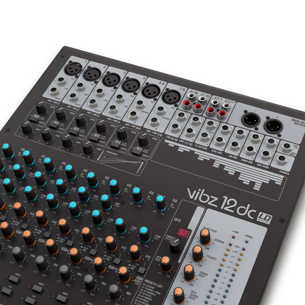 Mixer compatto a 12Â canali con DFX e compressore