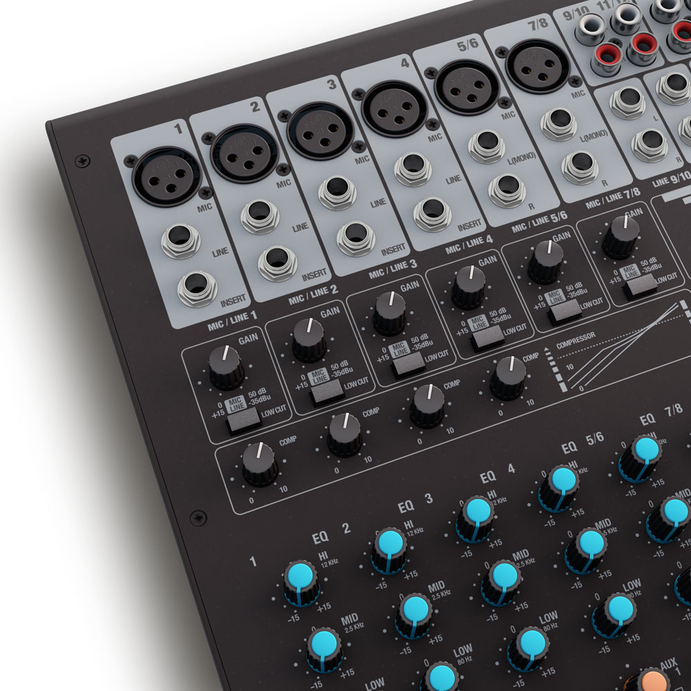 Mixer compatto a 12Â canali con DFX e compressore