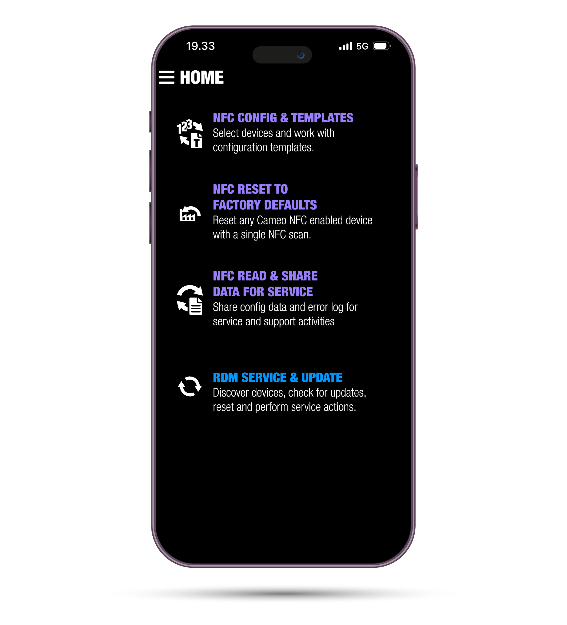 Cameo CONNECT® app on smartphone